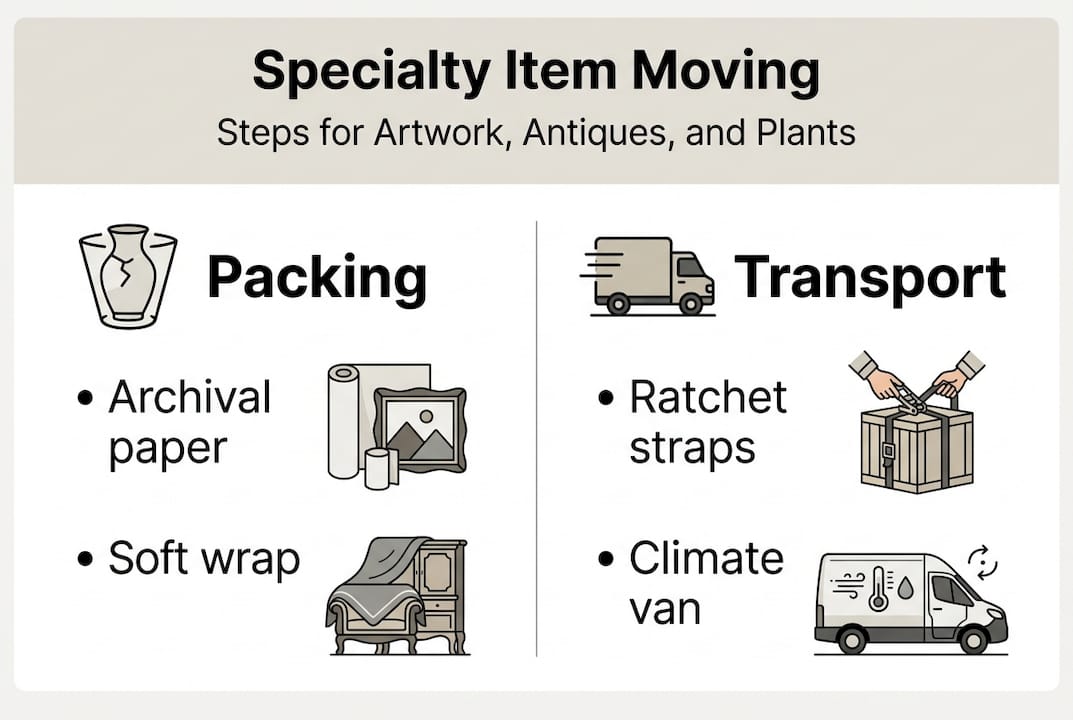 Infographic showing specialty moving steps