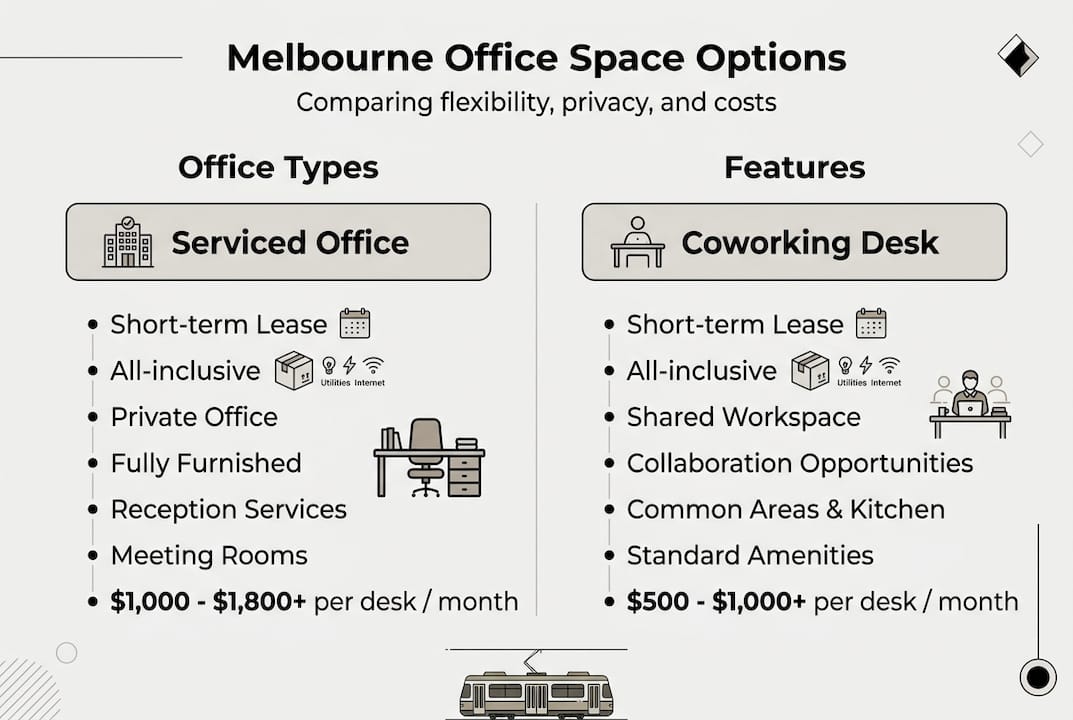 Infographic comparing Melbourne office space options