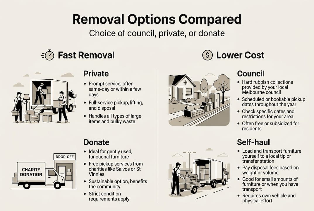 Infographic comparing Melbourne furniture removal options