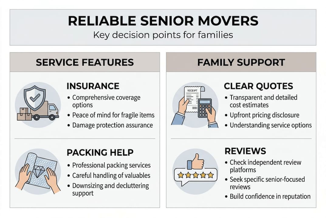 Infographic showing reliable senior mover decision points