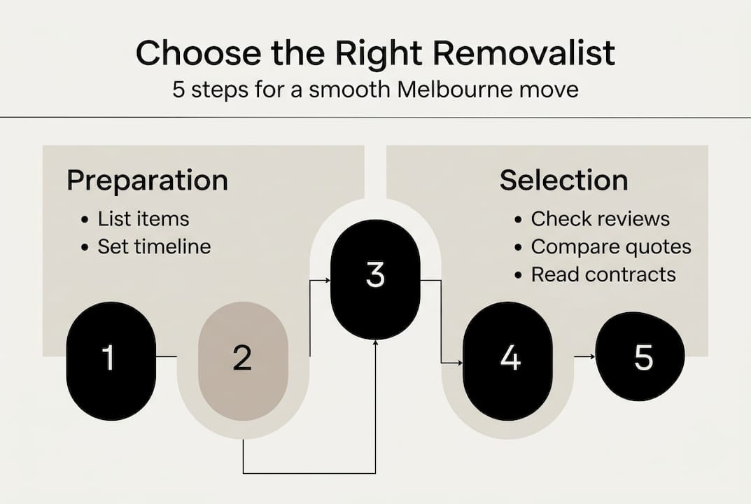 Infographic showing key steps choosing removalists