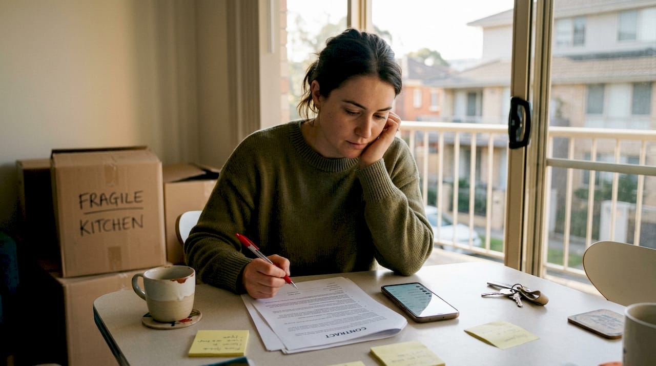 Woman reviewing home removalist contract carefully
