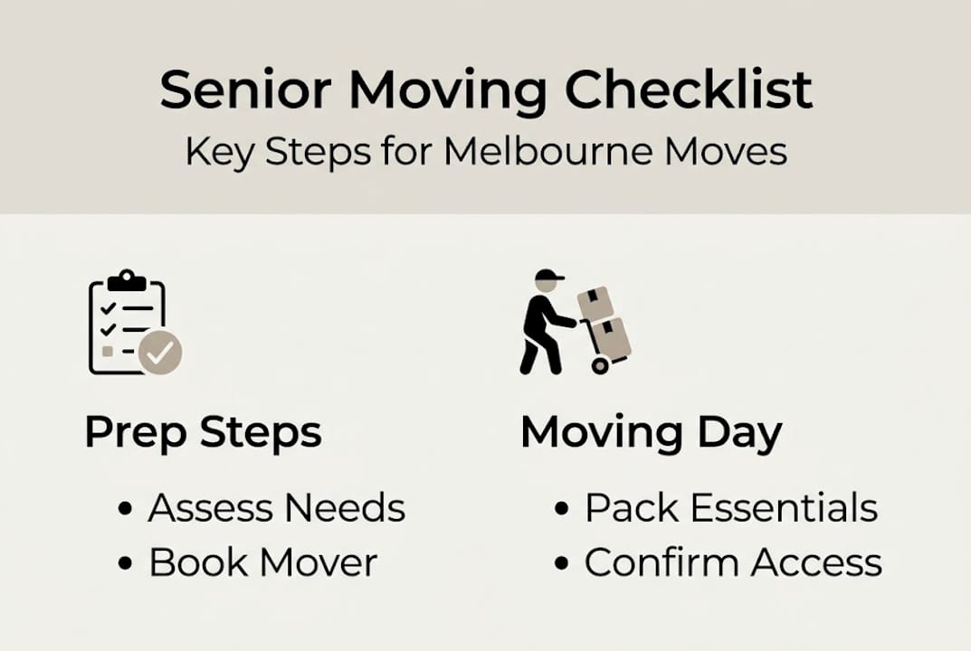 Infographic outlining senior moving checklist steps