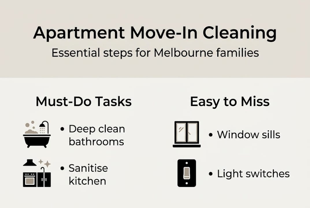 Move-in cleaning checklist infographic for apartments