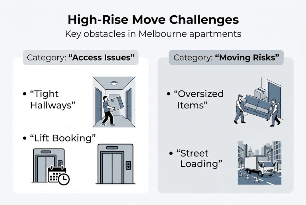 Infographic showing high-rise move challenges