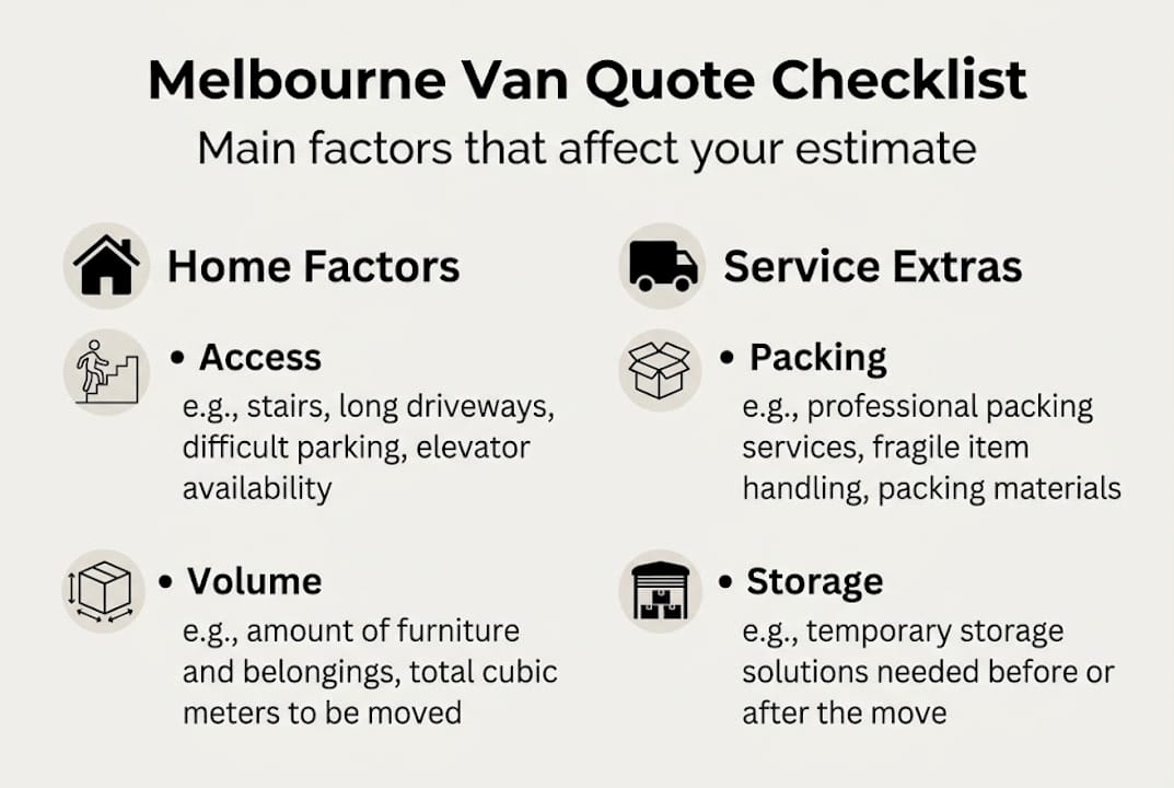 Infographic moving van quote factor checklist