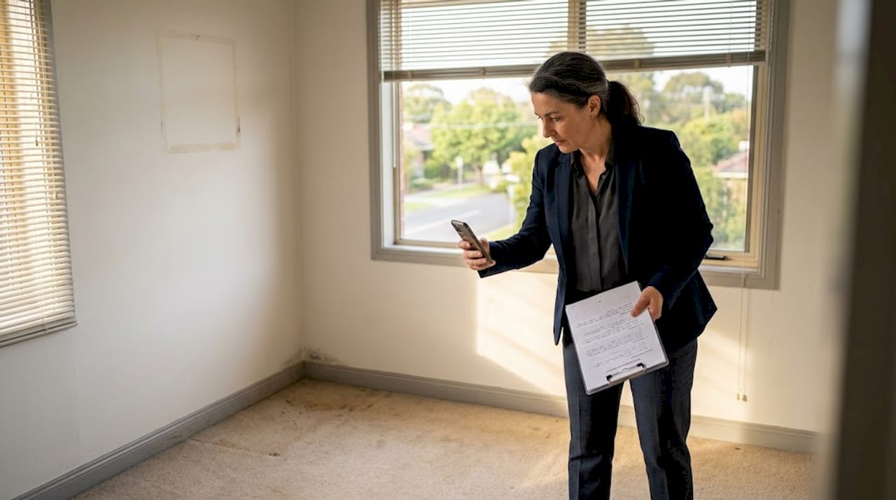 Property manager inspects empty apartment