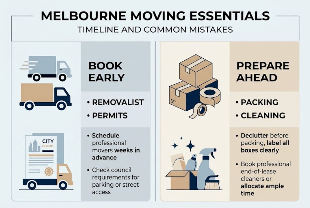 Infographic of Melbourne move timeline key tasks