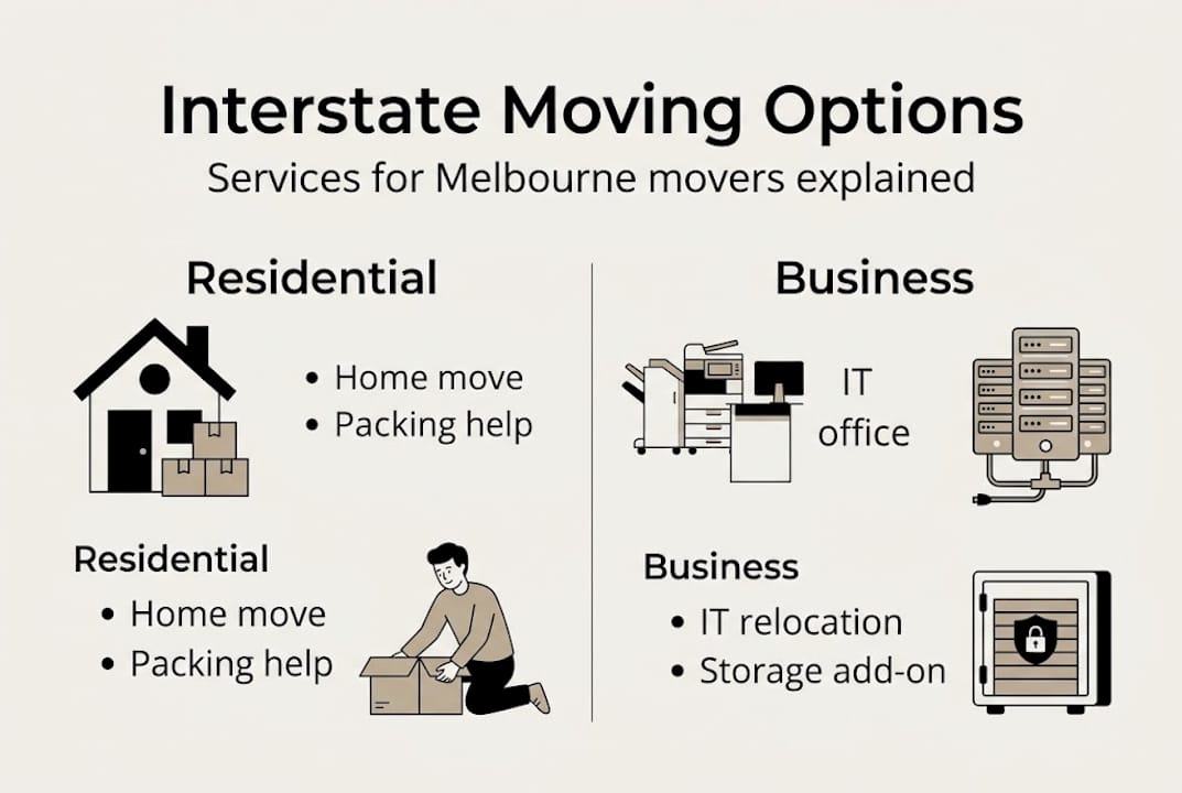 Infographic showing key interstate moving options