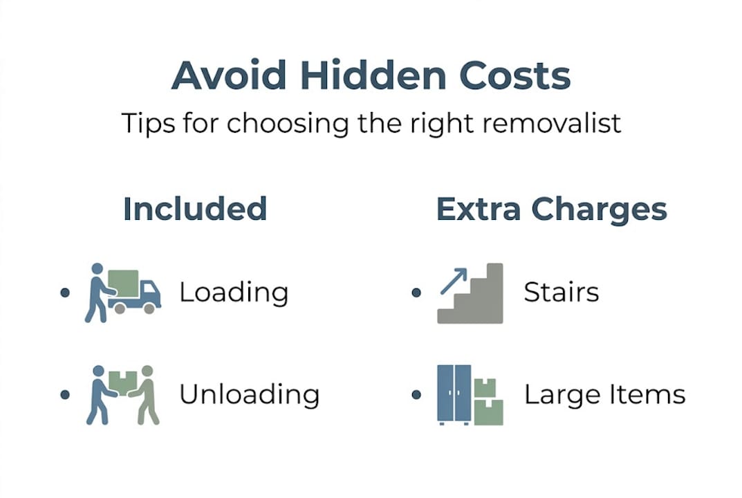Infographic highlighting included and extra removalist costs