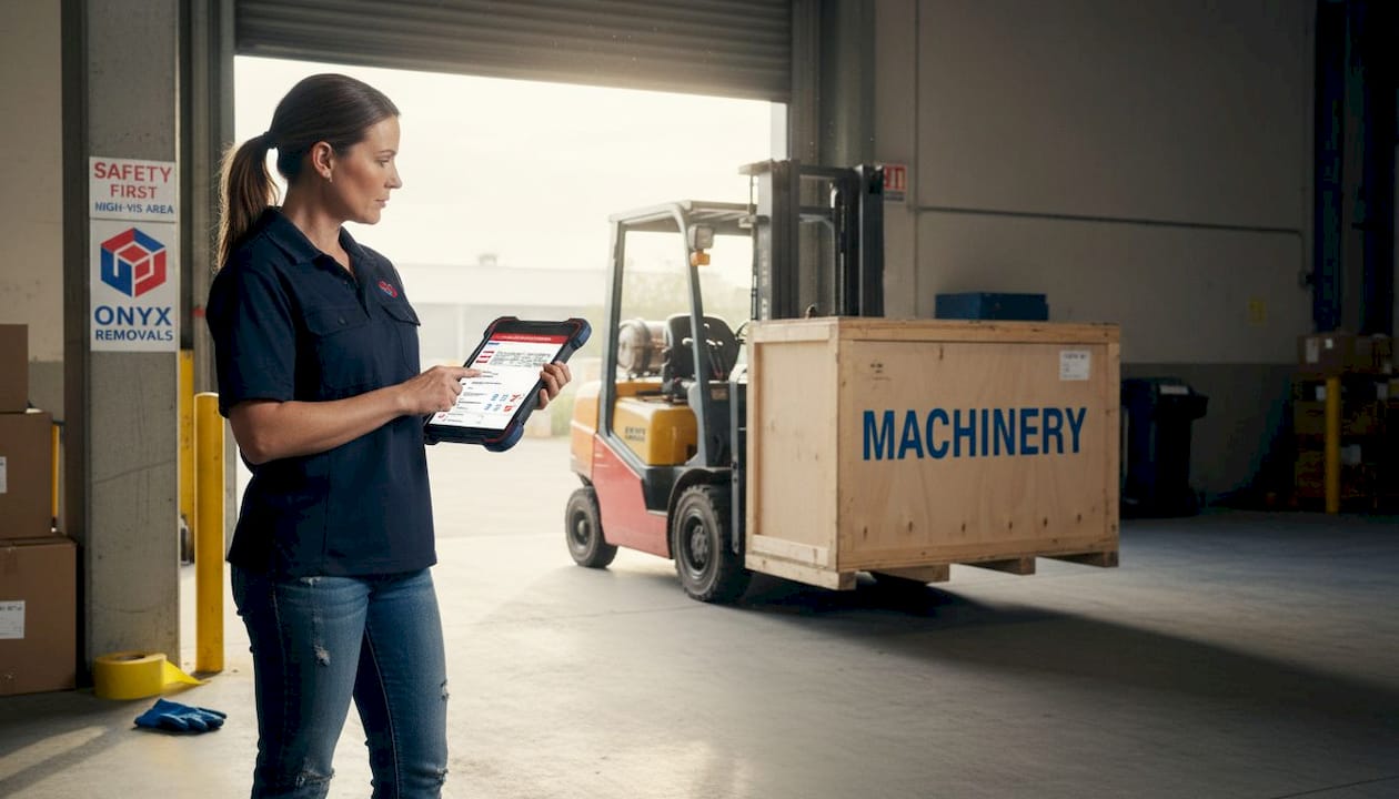 Supervisor verifying safety checklist for move