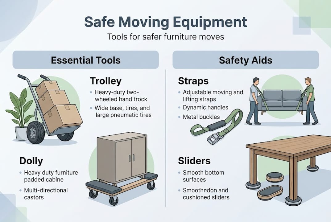Infographic showing safe moving equipment options