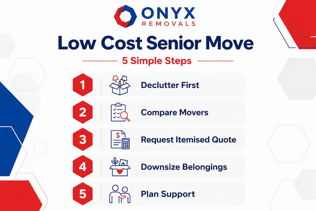 Infographic outlining steps for affordable senior move