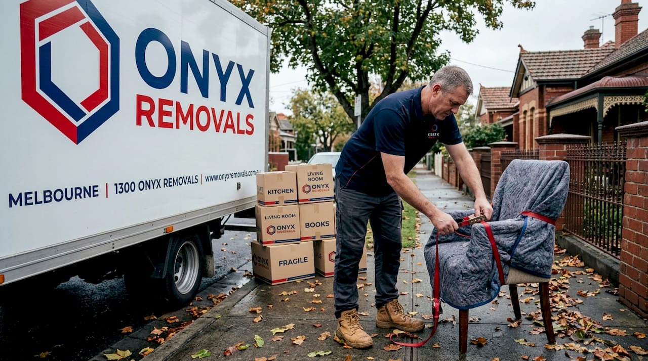 Removalist loading furniture onto truck