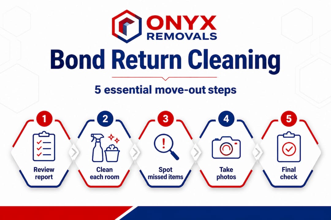Vertical infographic with five move-out cleaning steps