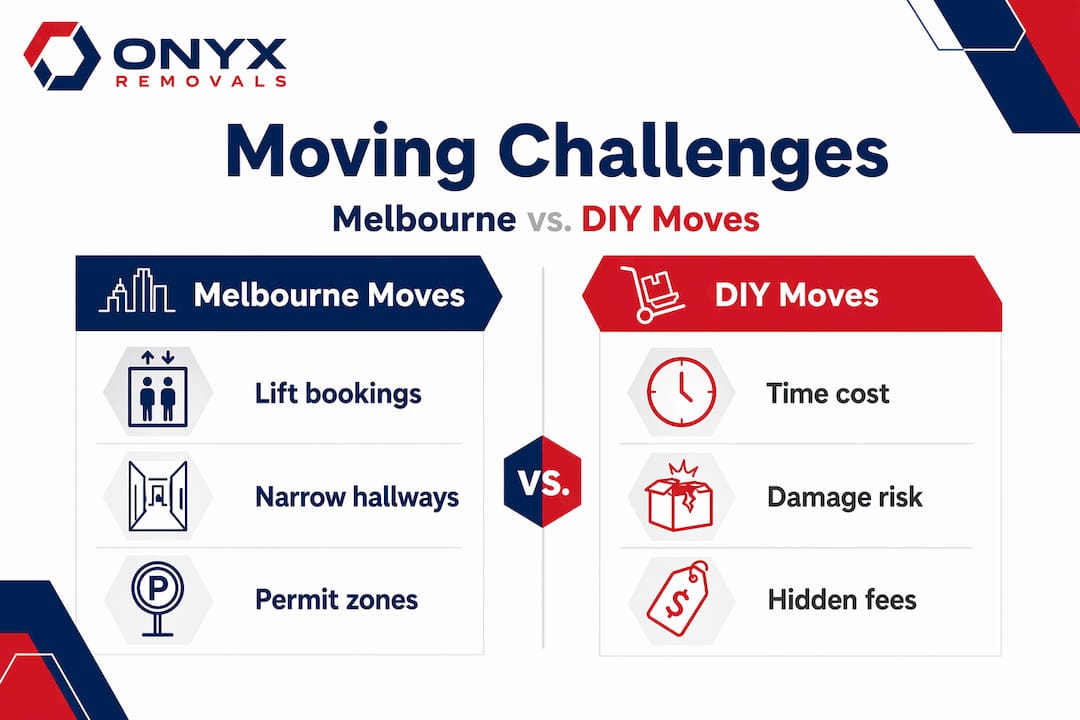 Infographic comparing Melbourne vs DIY moving challenges