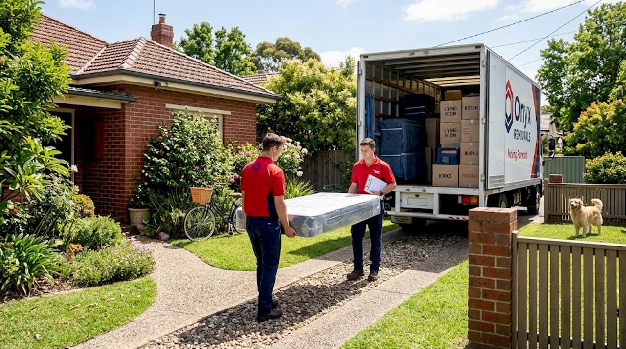 Professional movers loading items into truck