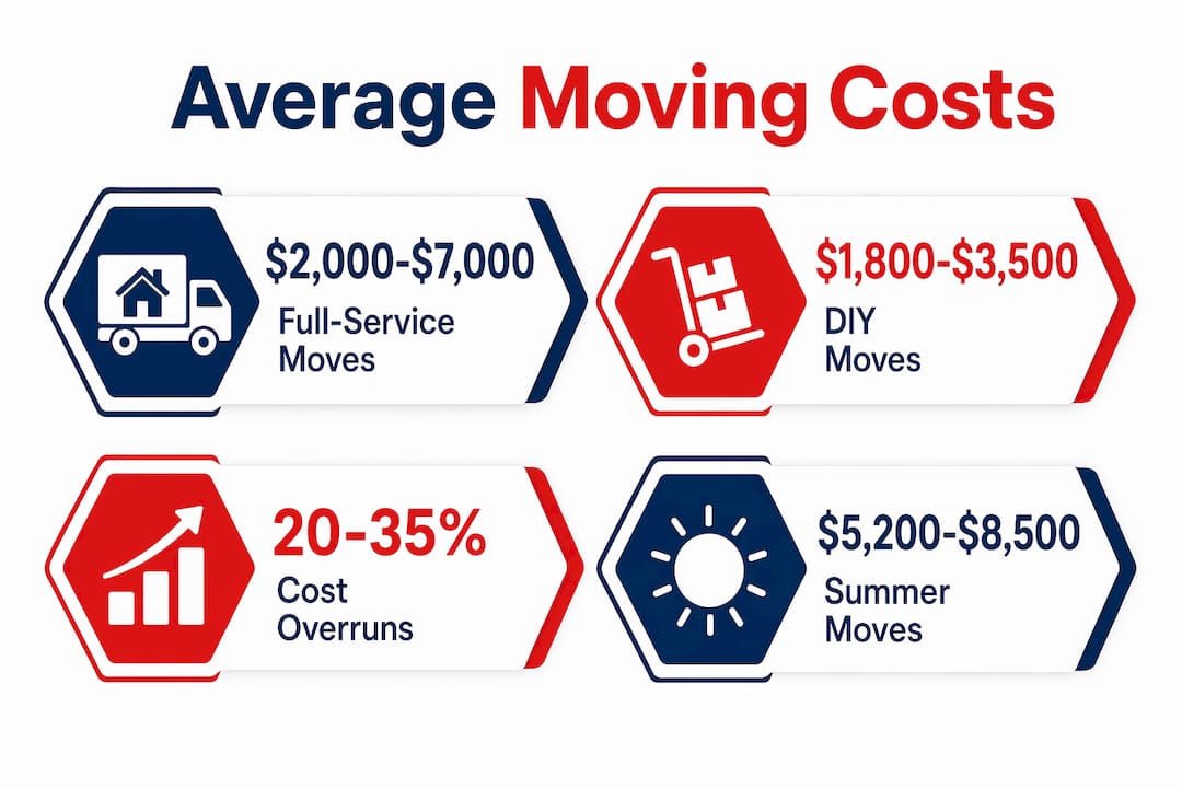 Infographic showing average costs and statistics for interstate moves