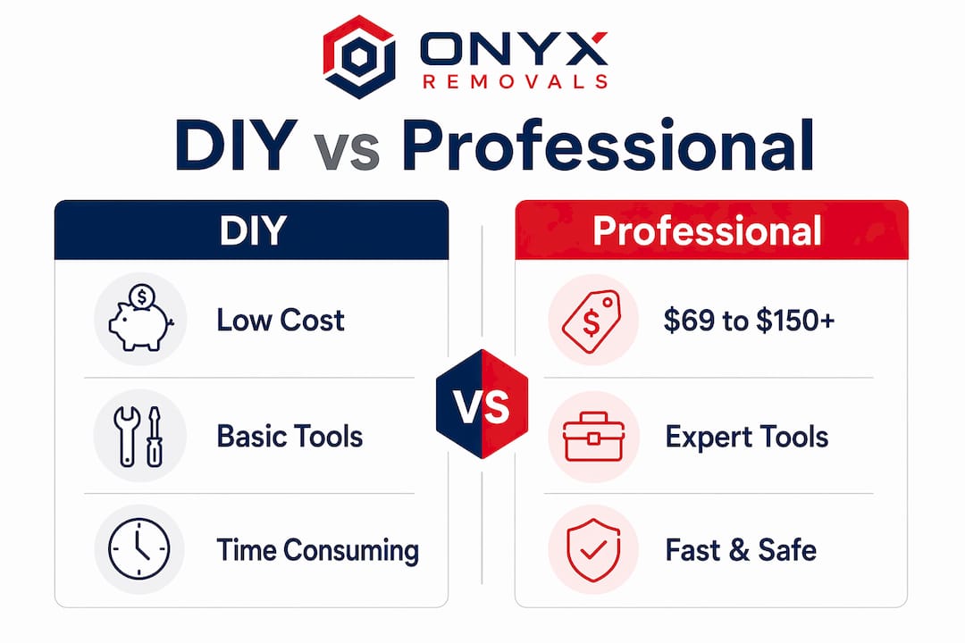 Infographic comparing DIY and professional furniture disassembly