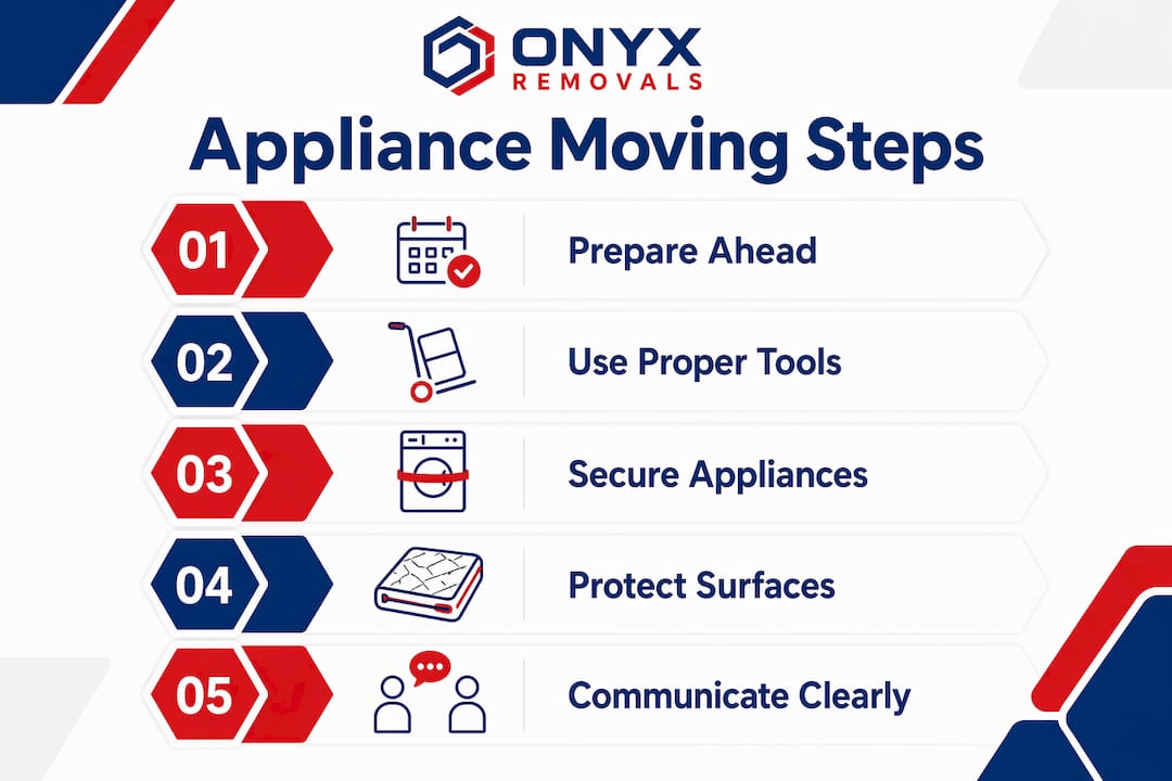 Infographic outlining steps for moving heavy appliances