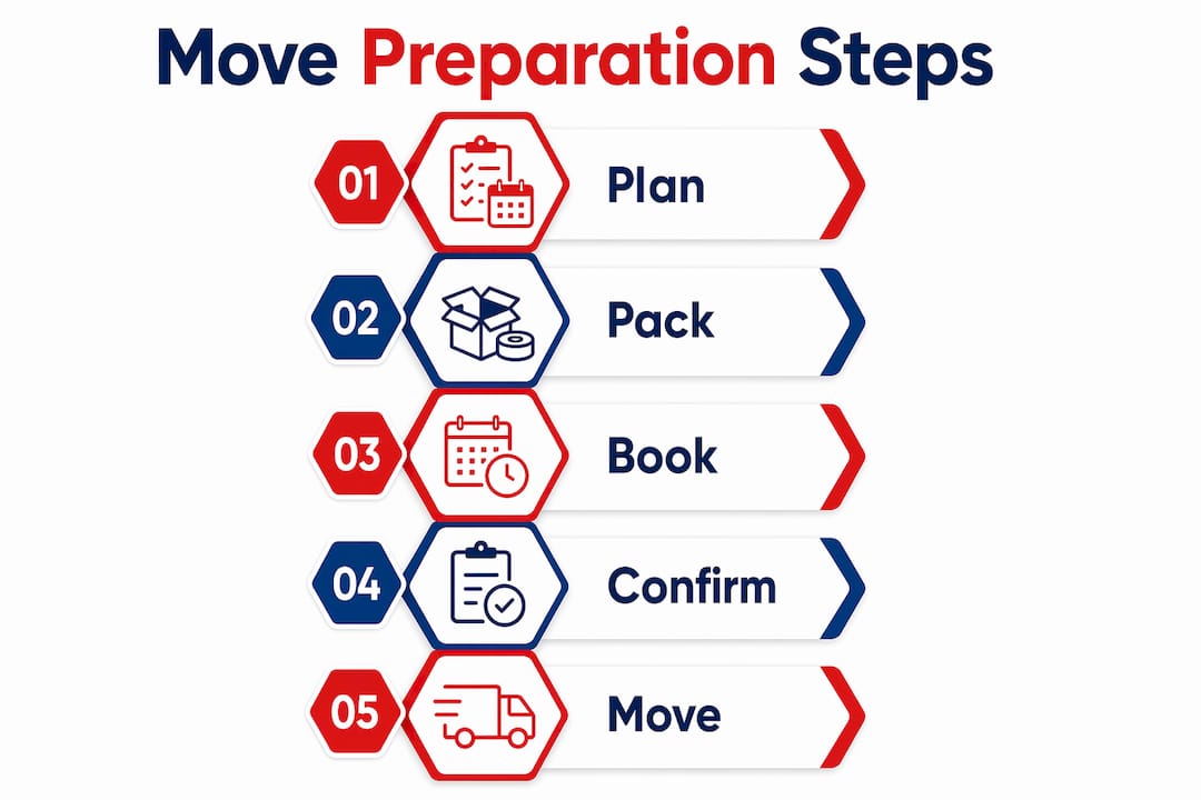 Step-by-step moving preparation infographic