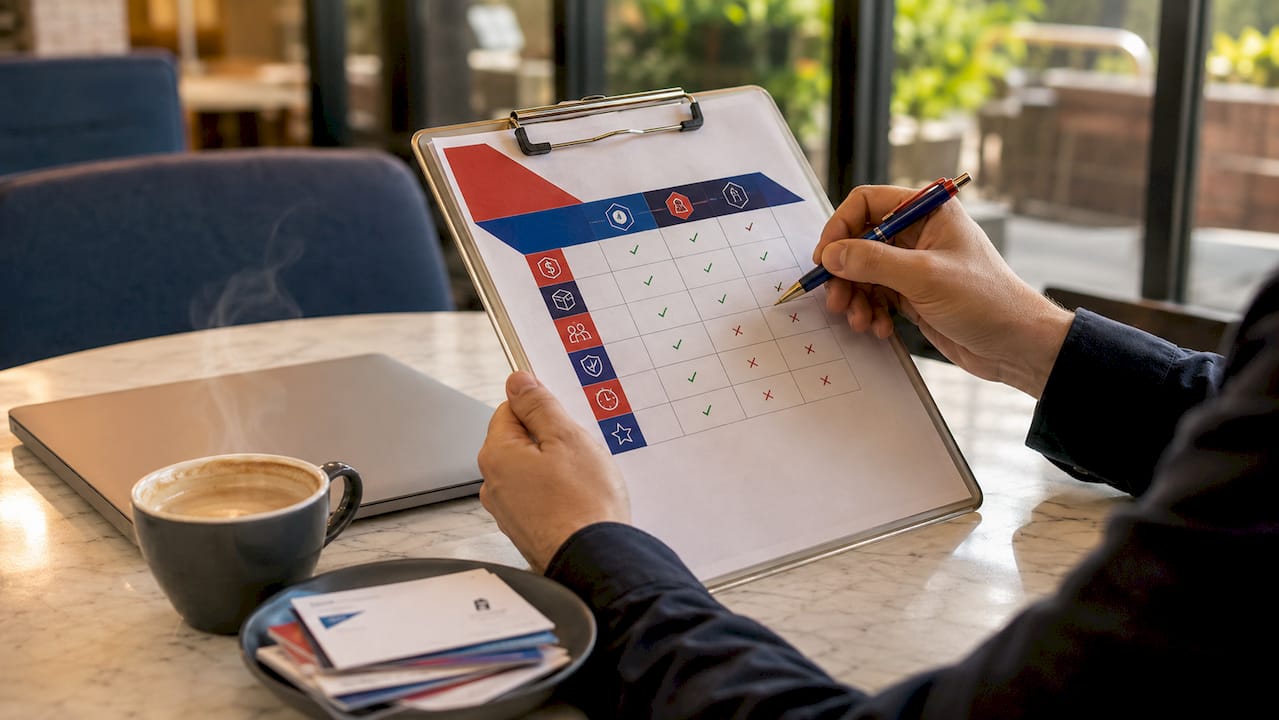 Hands holding checklist comparing removalists