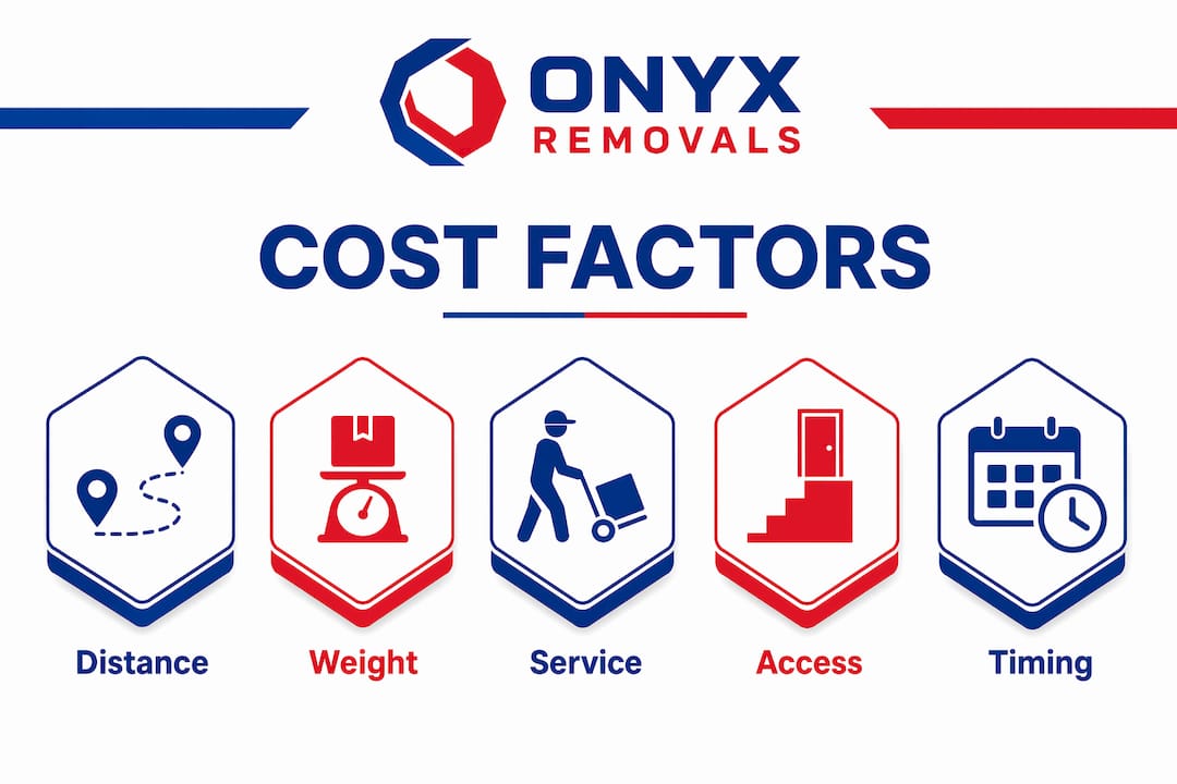 Infographic showing main interstate moving cost factors