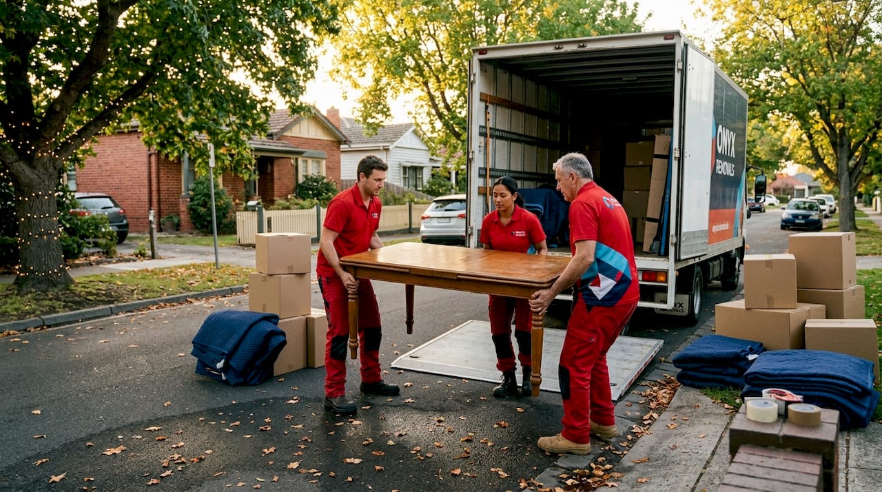 Removal crew loading furniture into truck