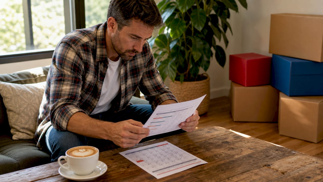 Man reviewing moving schedule and estimate