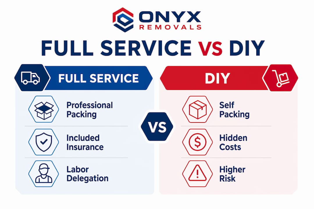 Comparison infographic of full service and DIY moving
