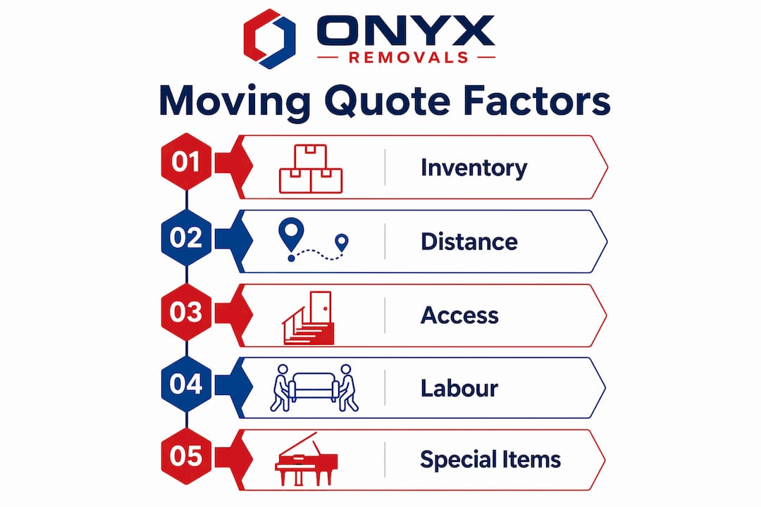 Infographic outlining factors affecting moving quotes