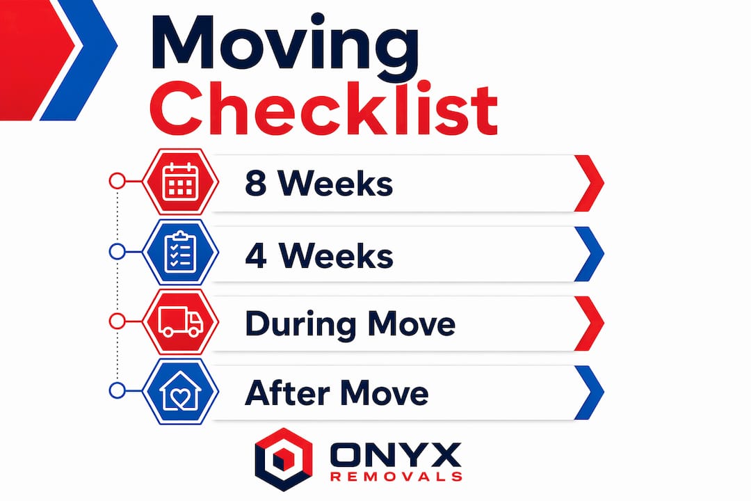 Infographic displaying apartment moving checklist timeline