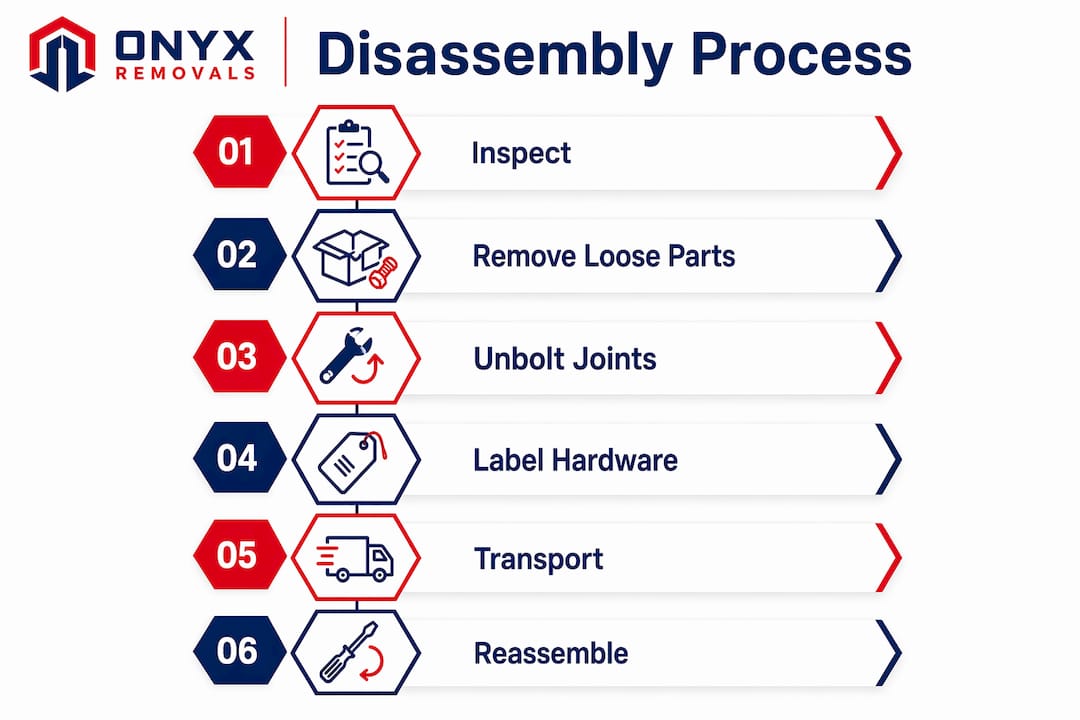 Infographic outlining furniture disassembly and moving steps