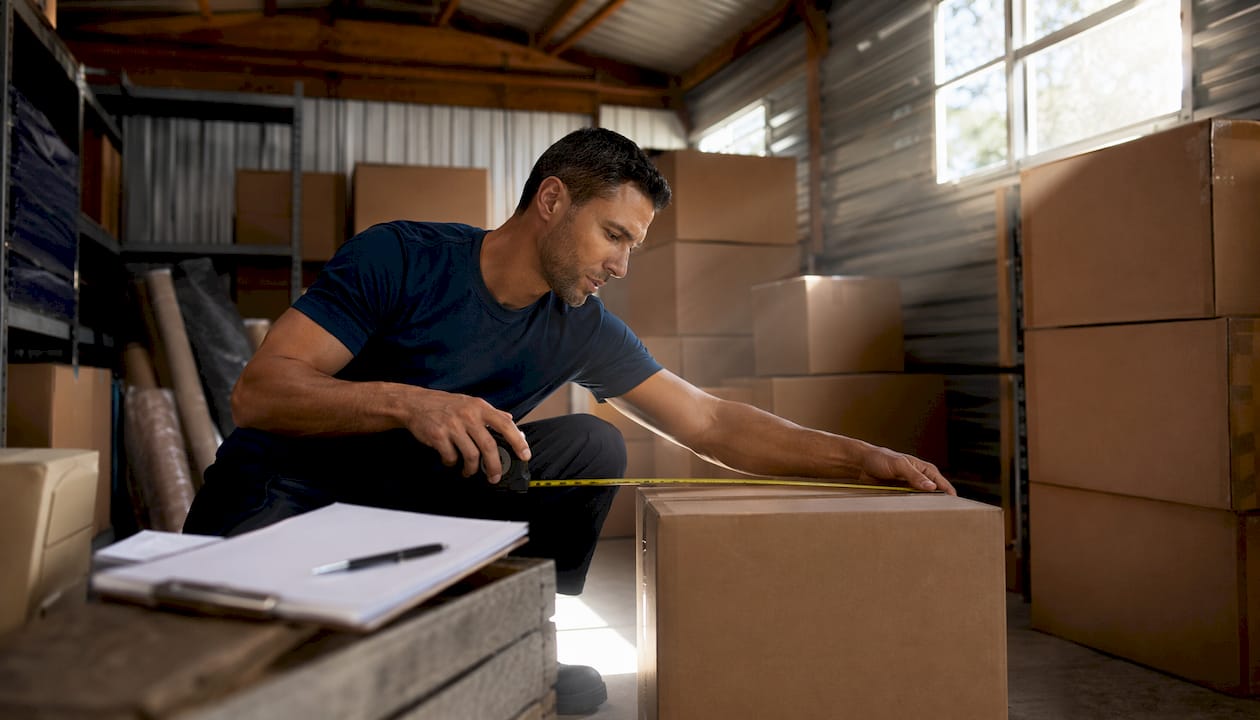 Removalist measuring moving boxes volume