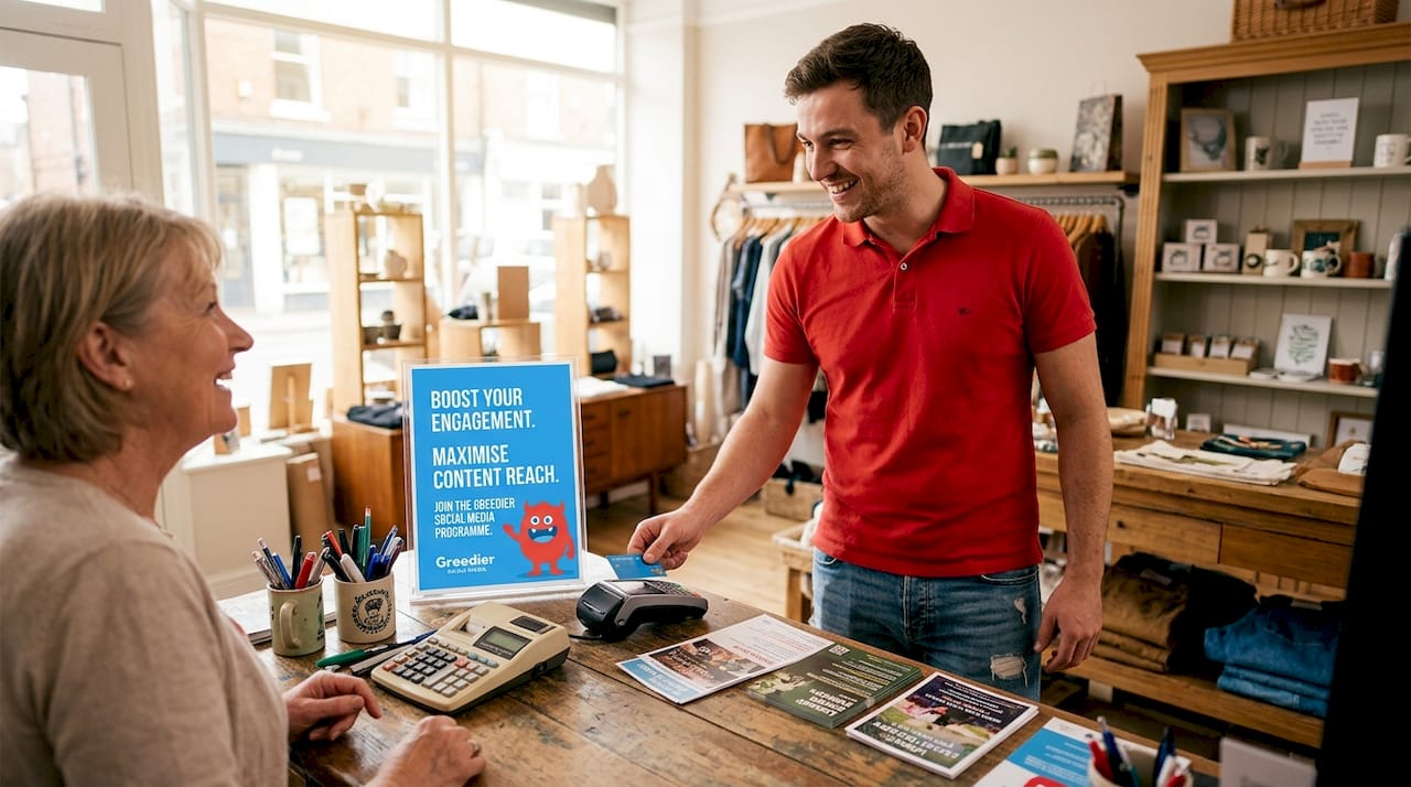 Customer using loyalty card at retail desk