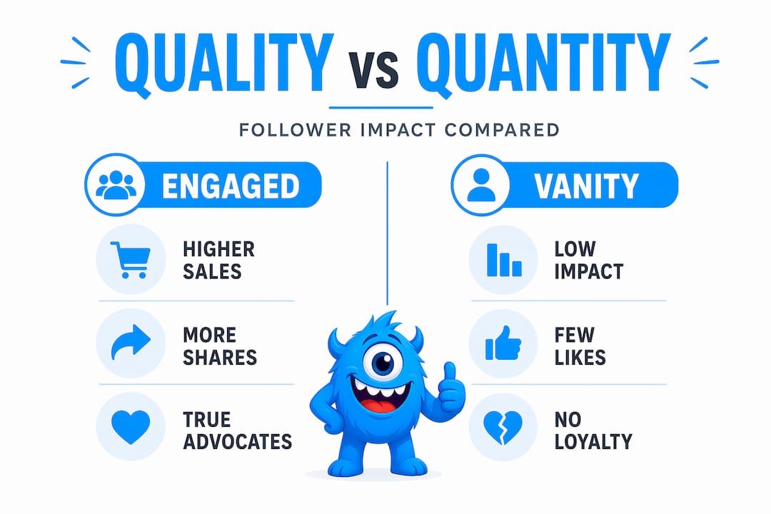 Infographic comparing follower quality versus quantity