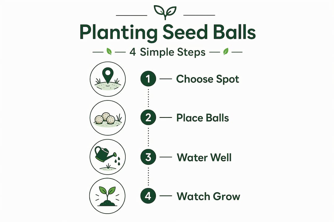 Infographic with simple seed ball planting steps