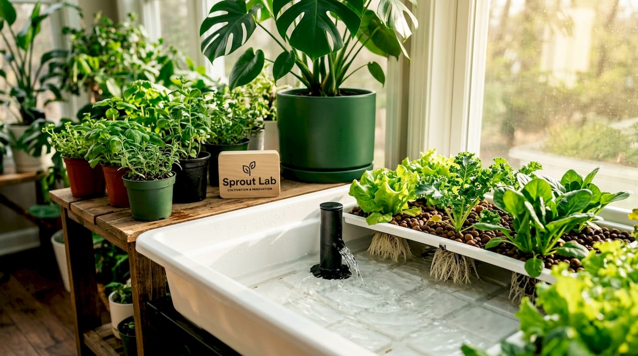 Draining tray in a hydroponic system closeup