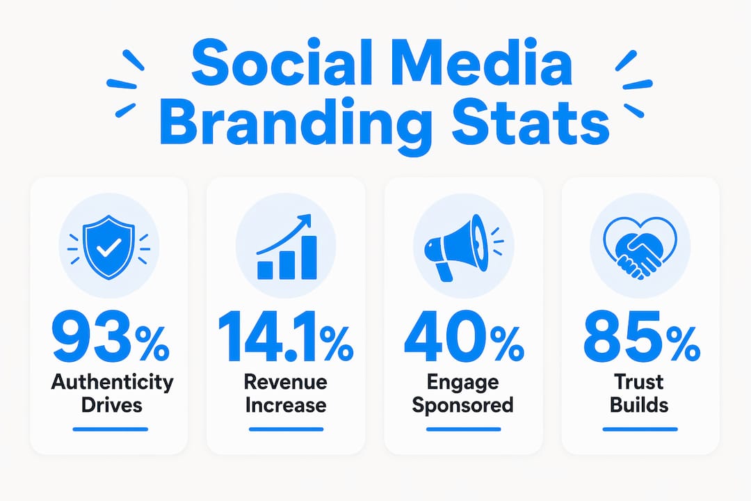 Infographic showing key statistics on social media branding effectiveness