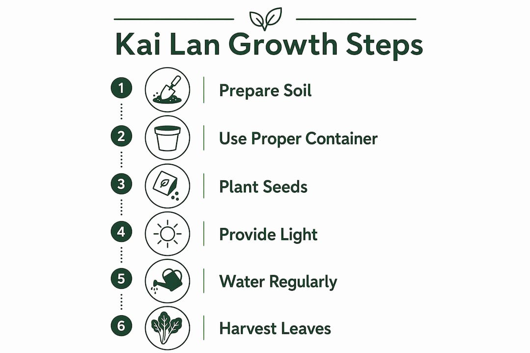 Infographic outlining kai lan growth steps