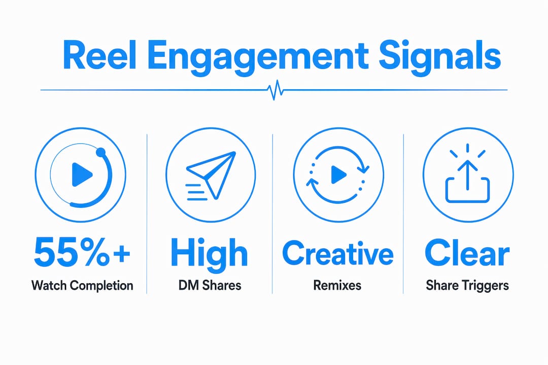 Infographic illustrating key Instagram Reel engagement signals