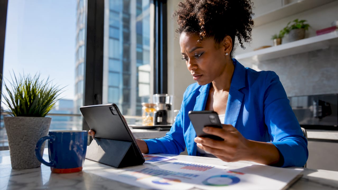 Marketer analyzing social media reach data