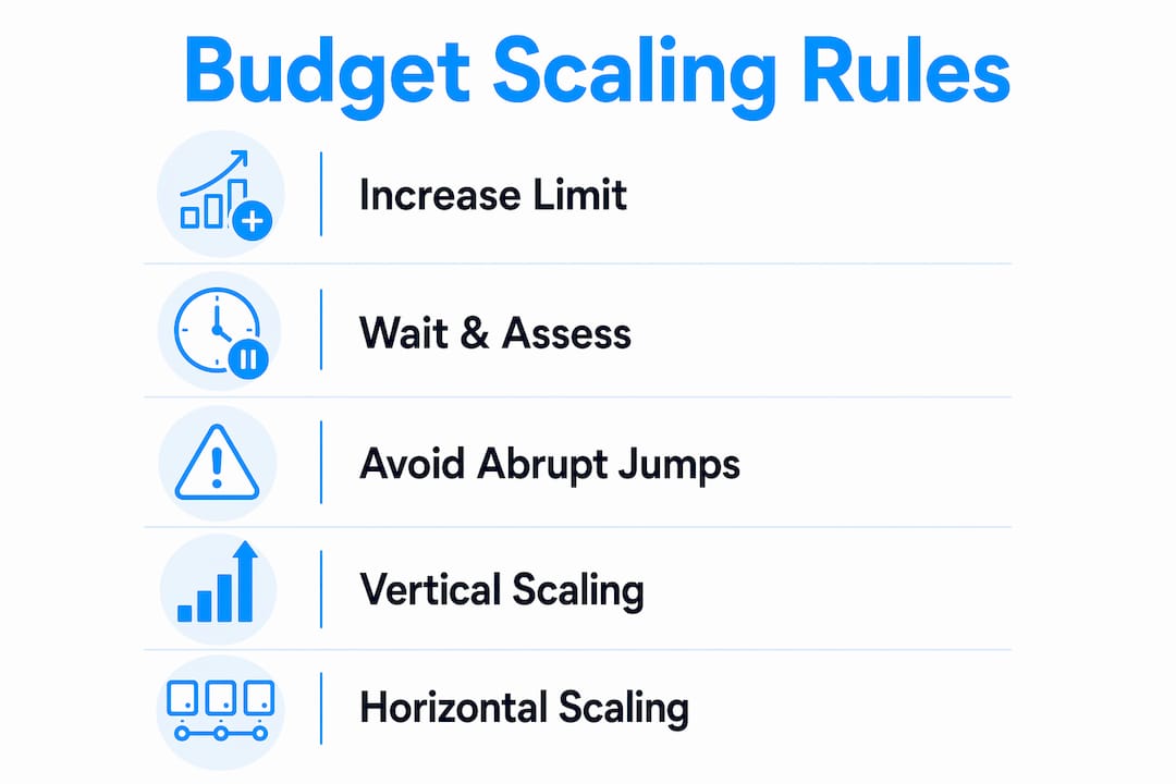 Infographic illustrating budget scaling rules for optimisation