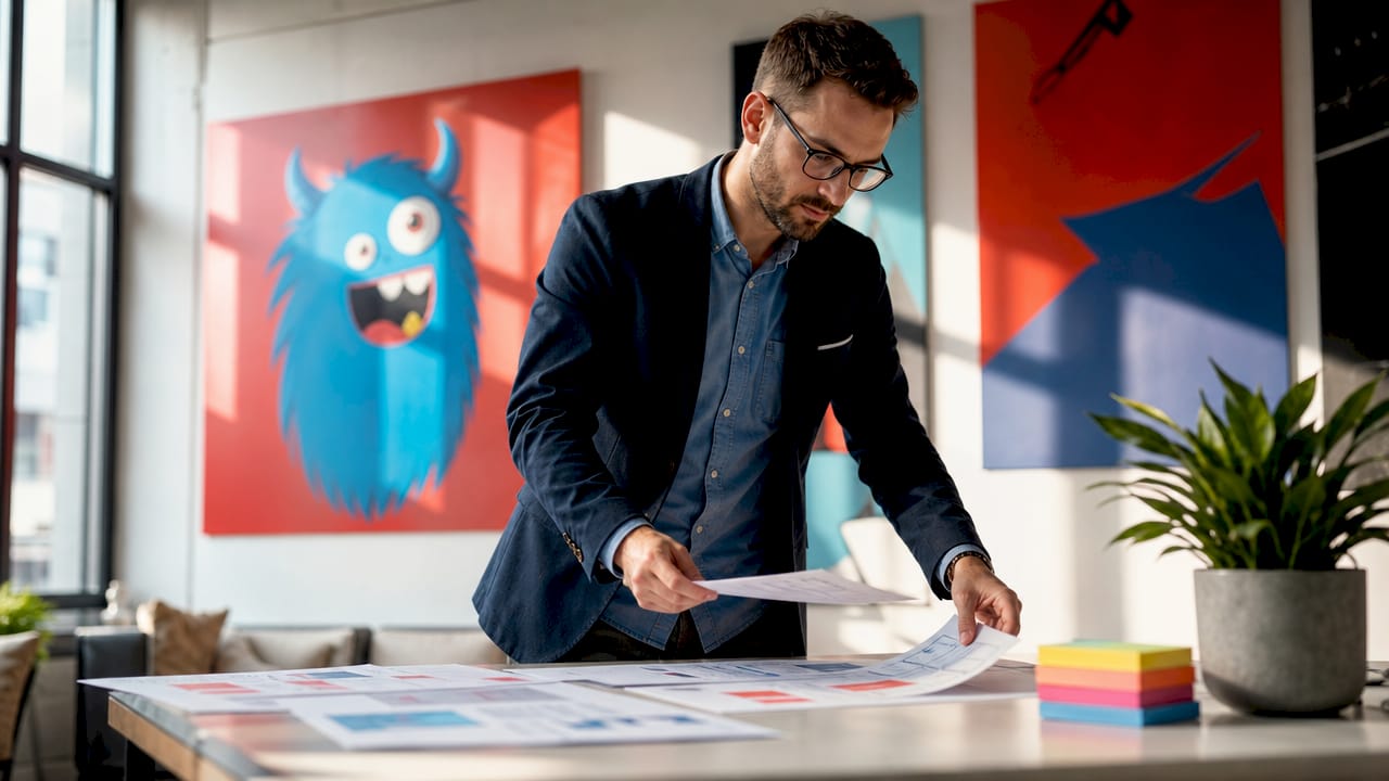 Professional planning campaign structure at desk