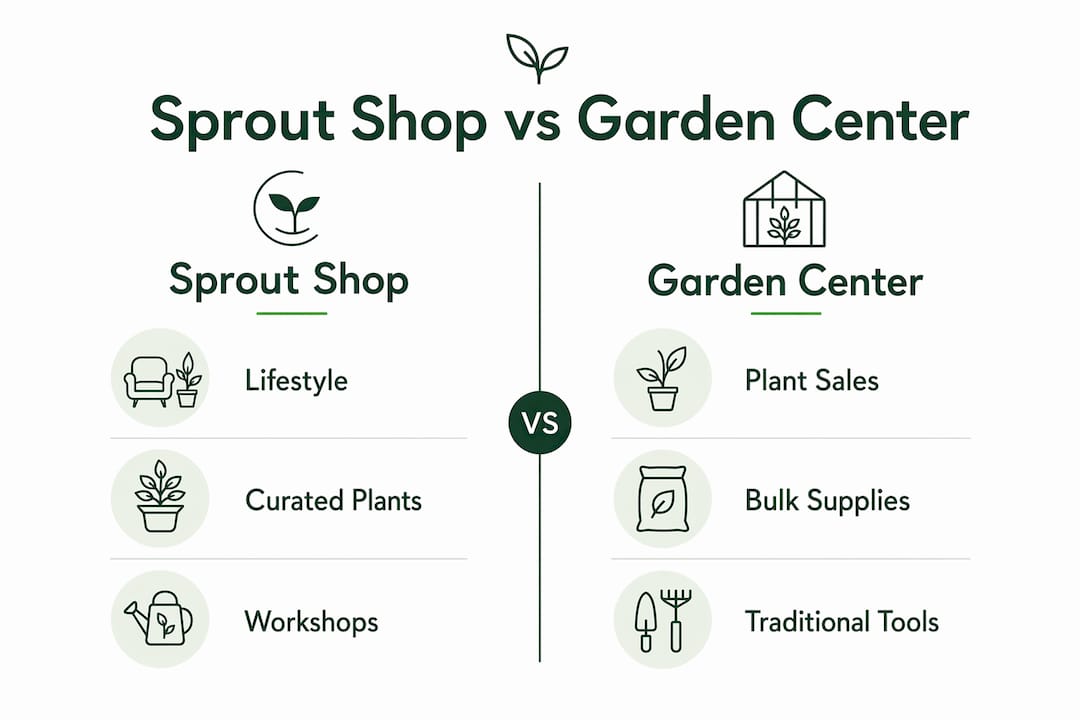Infographic comparing sprout shops and garden centers