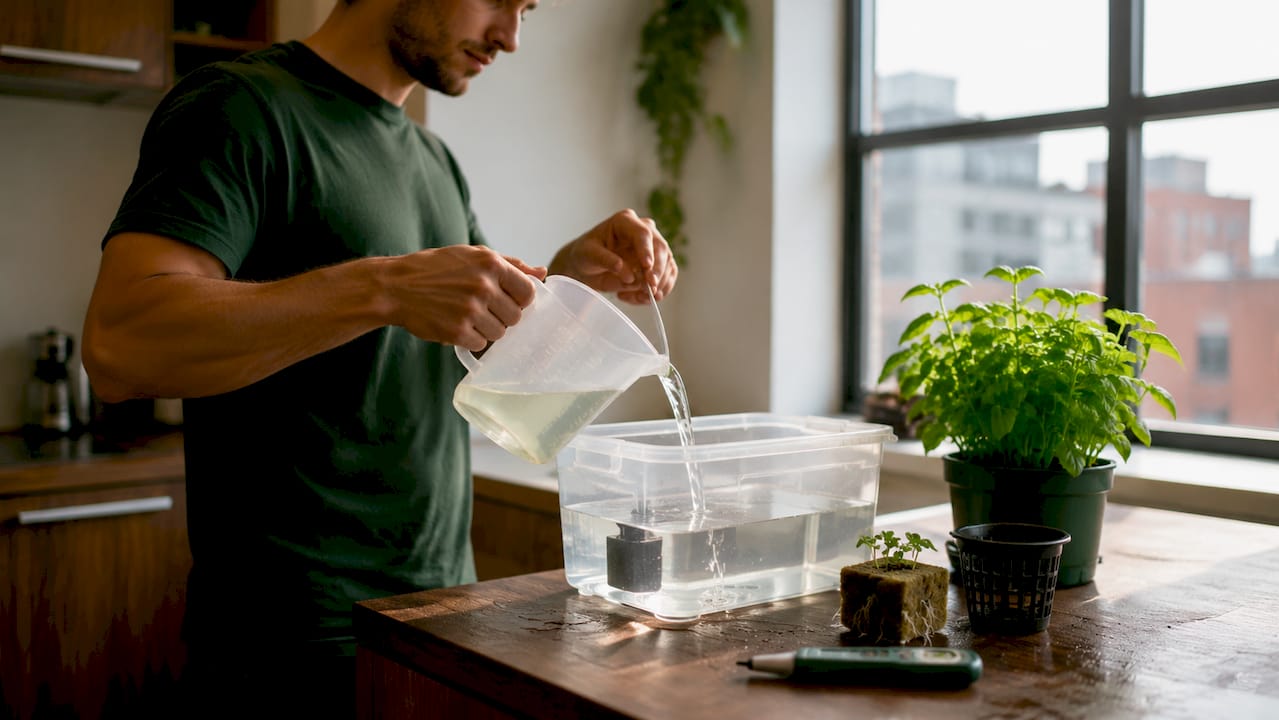 Hydroponic system prepared with nutrient solution