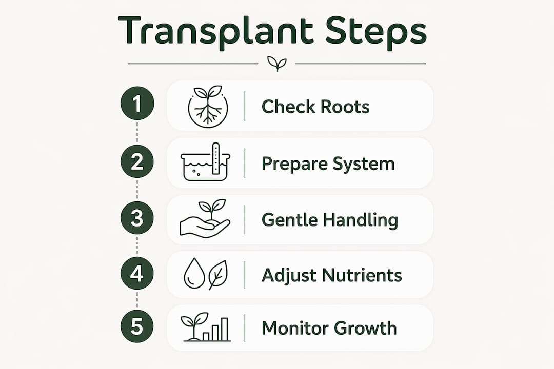 Infographic showing transplant seedling step-by-step guide