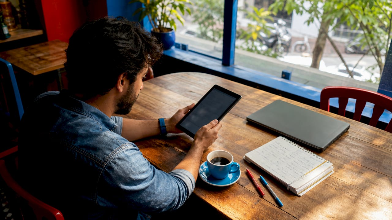Marketer reviewing social media platform data