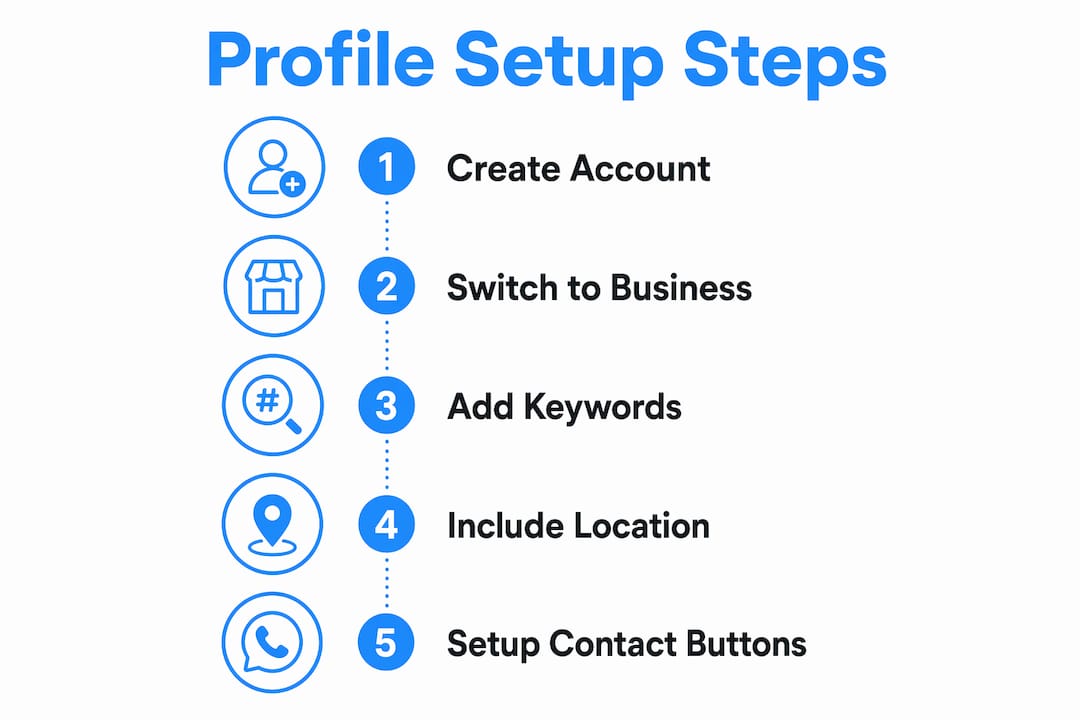 Infographic of Instagram business profile setup steps