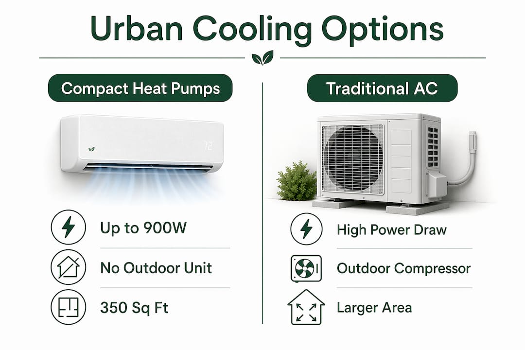 Comparison infographic of urban chilled cooling technologies